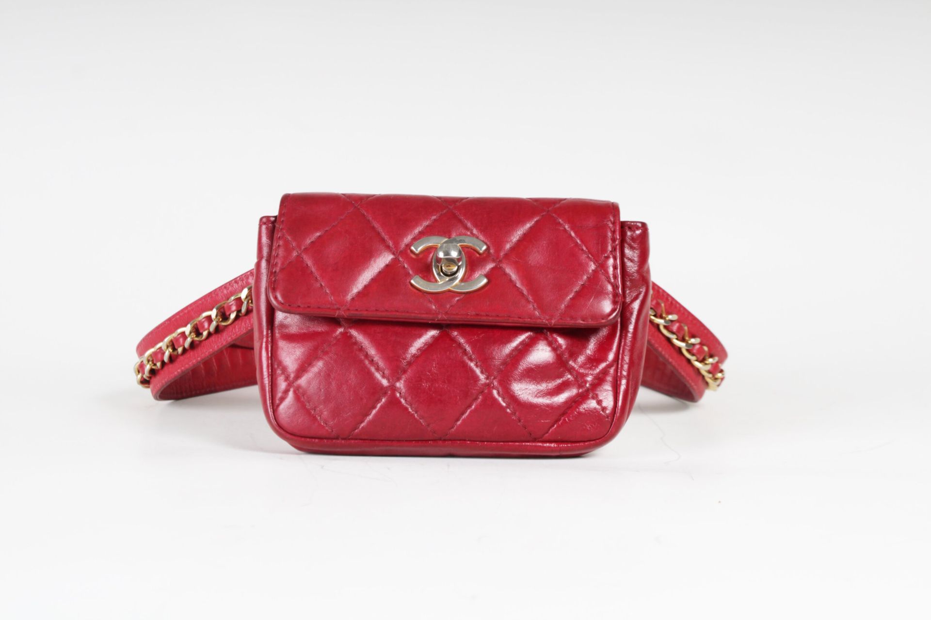 CHANEL cherry red belt pouch